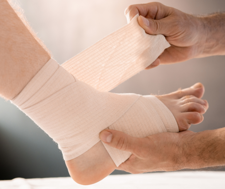 wrapping sprained ankle